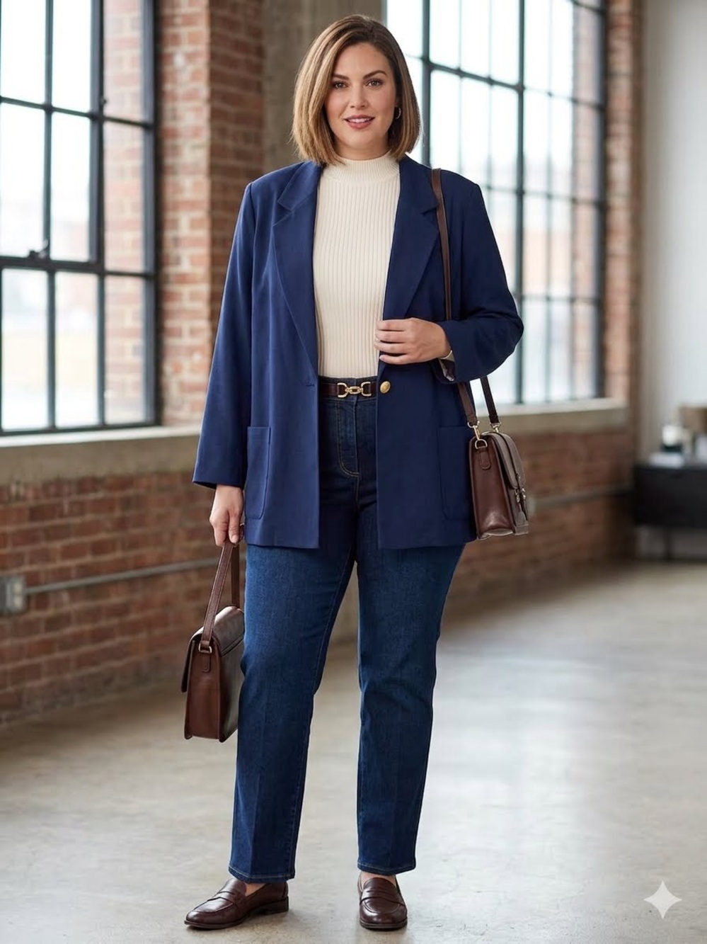 SAG HARBOR Deep Navy Single-Button Blazer w Pockets Size 20W